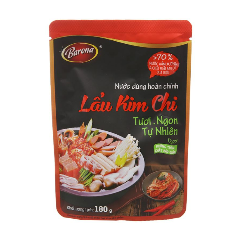 Nước dùng hoàn chỉnh Barona lẩu kim chi gói 180g chính hãng