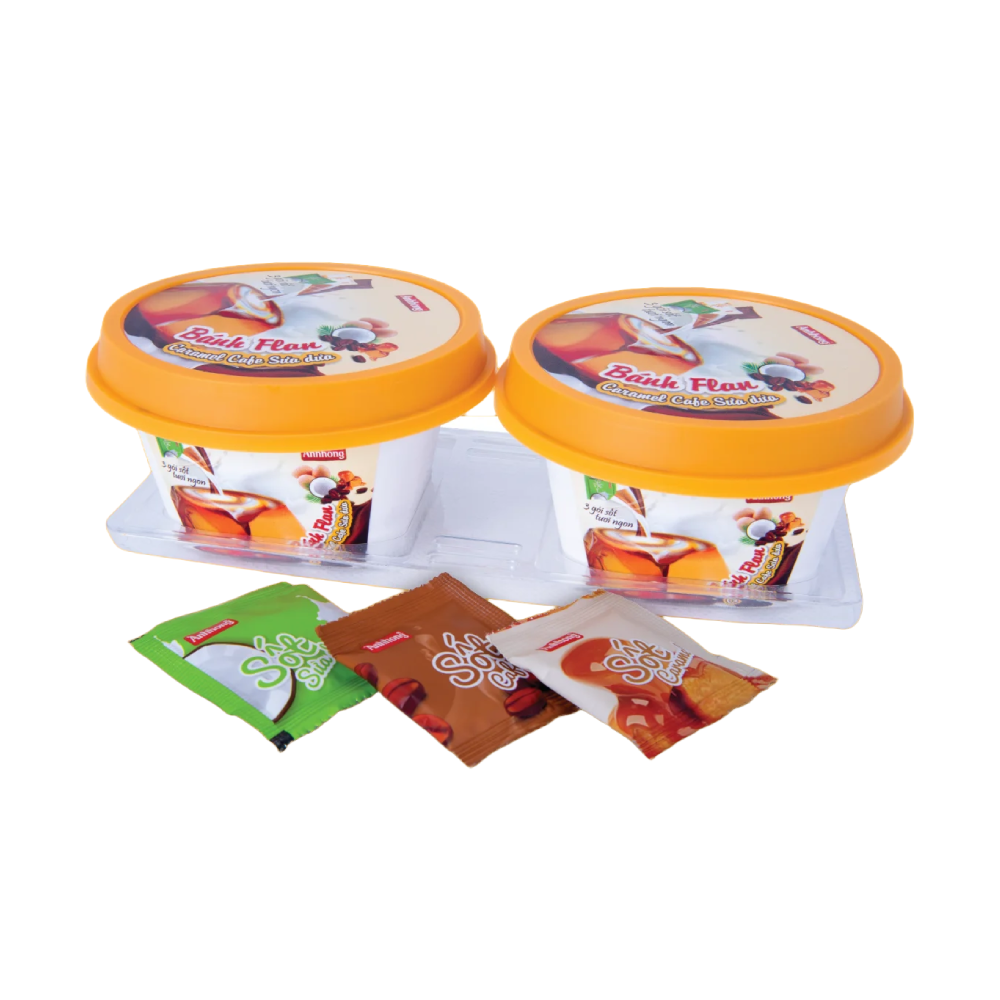 Lô 2 bánh flan Ánh Hồng sữa dừa hũ 82g chính hãng