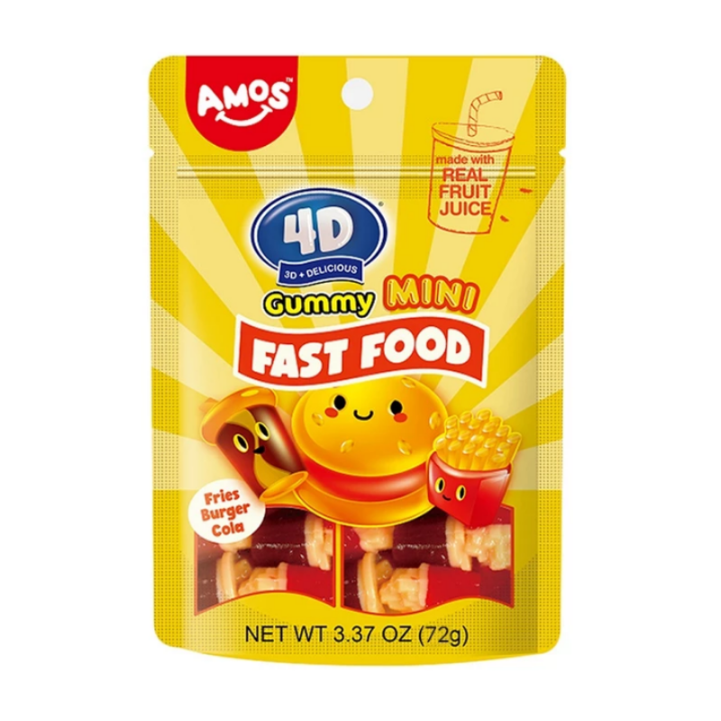Kẹo dẻo Amos 4D Fast Food gói 72g chính hãng