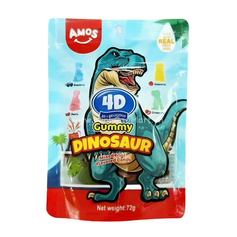 Kẹo dẻo Amos 4D khủng long gói 72g chính hãng