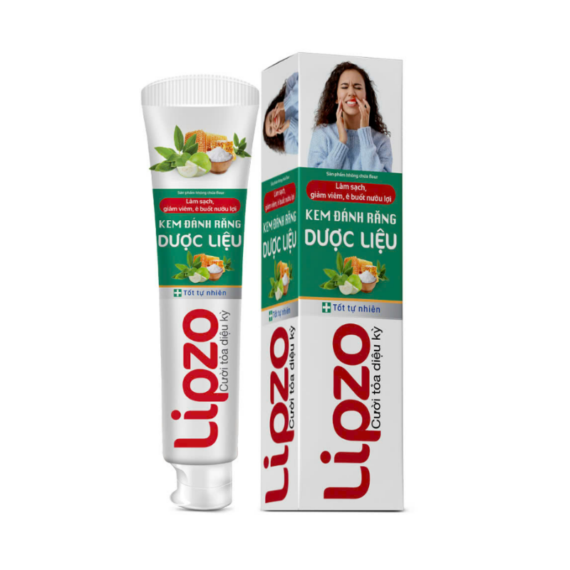 Kem đánh răng Lipzo Gum Protect dược liệu 185g + Hàng tặng chính hãng