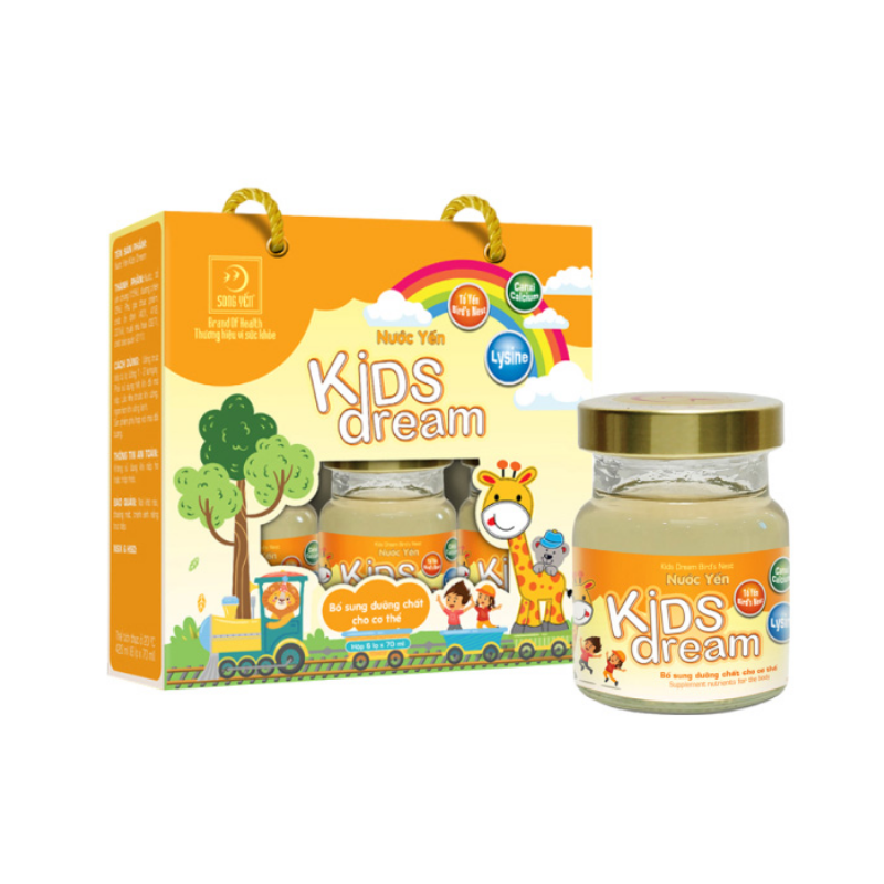 Hộp 6 nước yến sào Song Yến Kid Dreams Lysine 15% hũ 70ml chính hãng