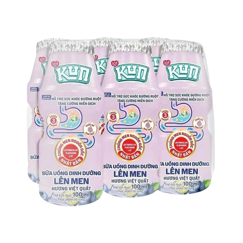 Lô 6 sữa chua uống lên men Lof Kun Việt Quốc hộp 100ml chính hãng