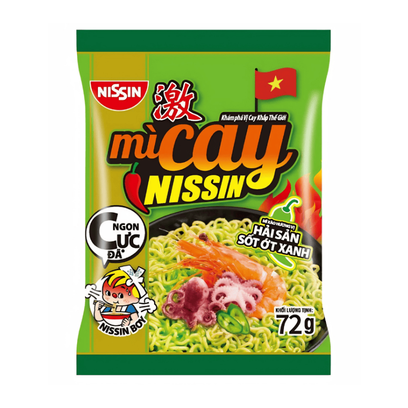 Mì cay Nissin vị hải sản sốt ớt xanh 72g chính hãng