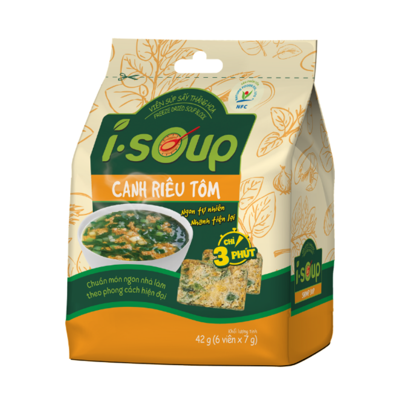 Viên sấy canh riêu tôm Isoup túi 42g chính hãng