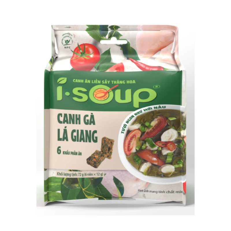 Viên sấy canh gà lá giang Isoup túi 72g chính hãng