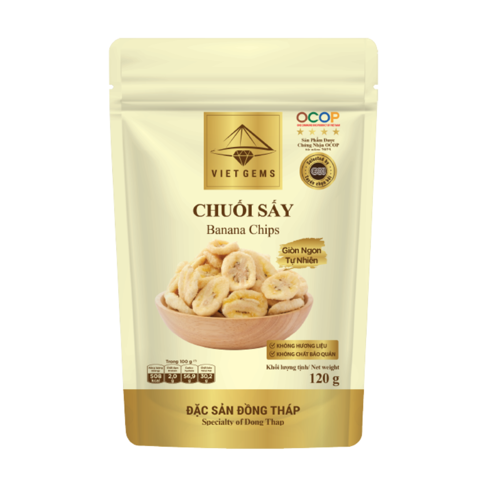 Chuối sấy Viet Gems gói 250g chính hãng