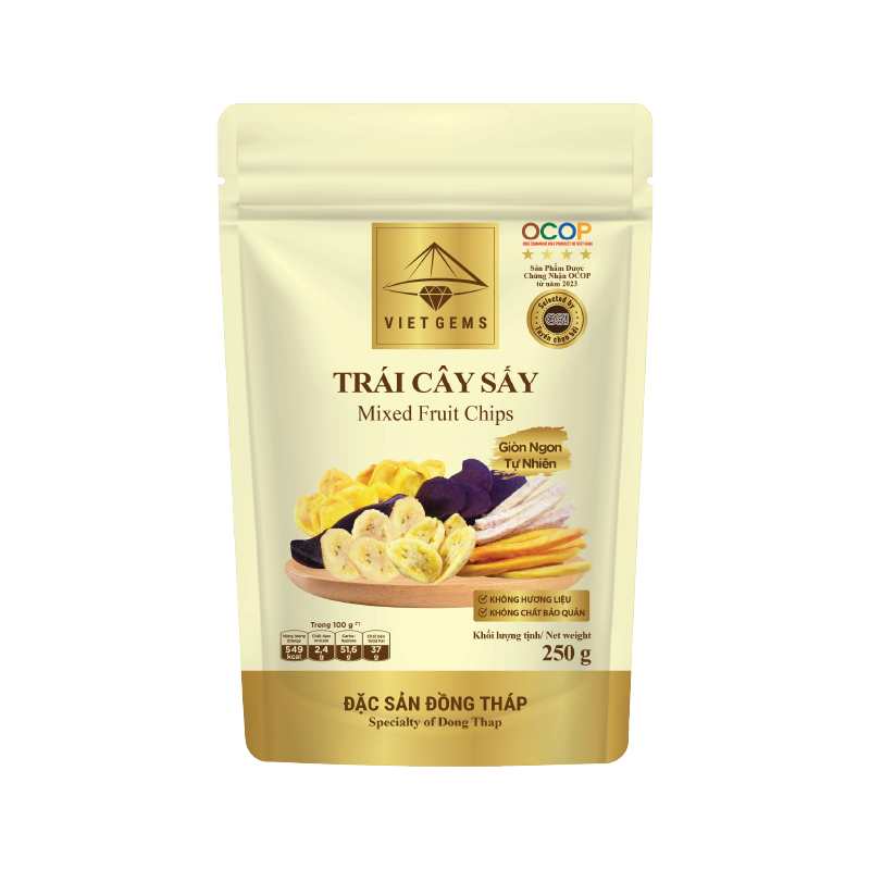 Trái cây sấy Viet Gems gói 250g chính hãng