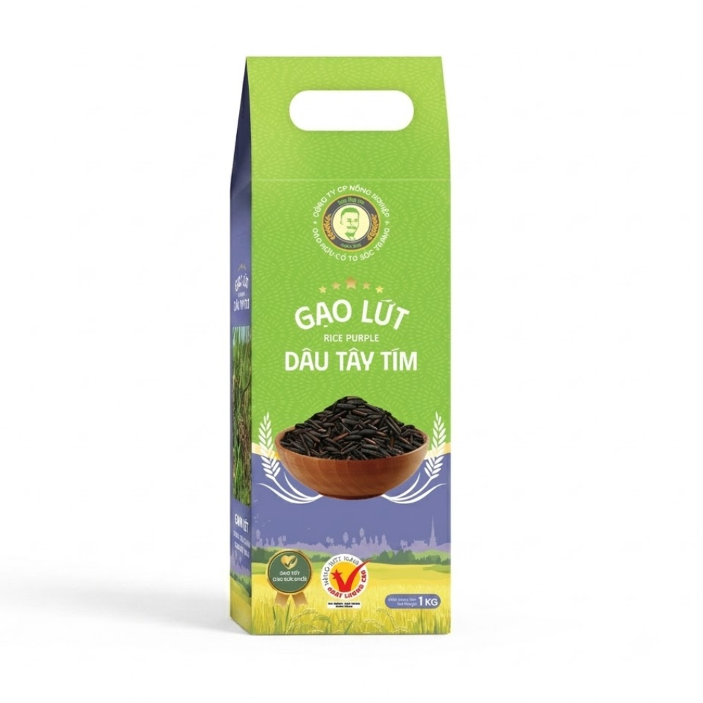 Gạo lứt dâu tây tím Ông Du 1kg chính hãng