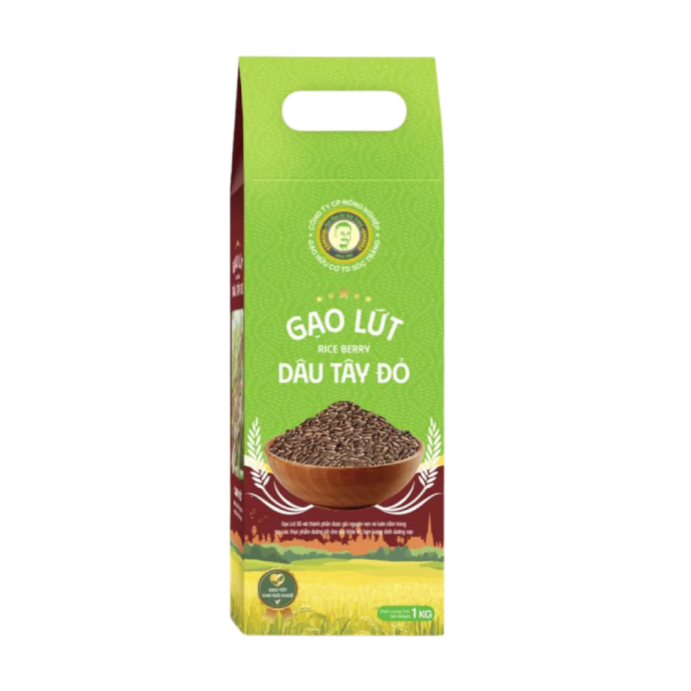 Gạo lứt dâu tây đỏ Ông Du 1kg chính hãng