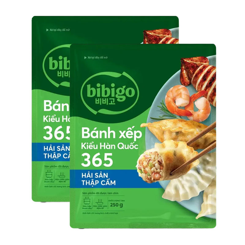 Lô 2 mandu Bibigo 365 hải sản thập cẩm 250g chính hãng