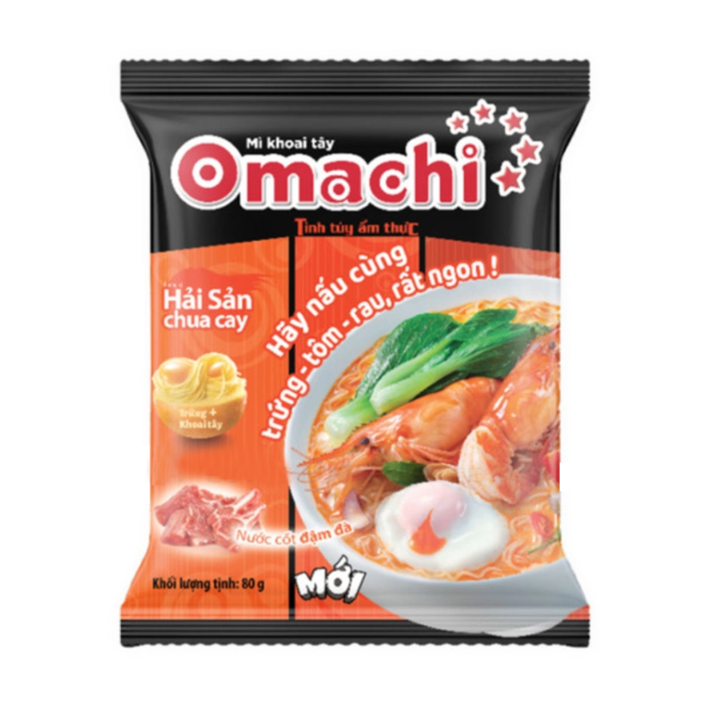 Mì khoai tây Omachi vị hải sản chua cay gói 80g chính hãng