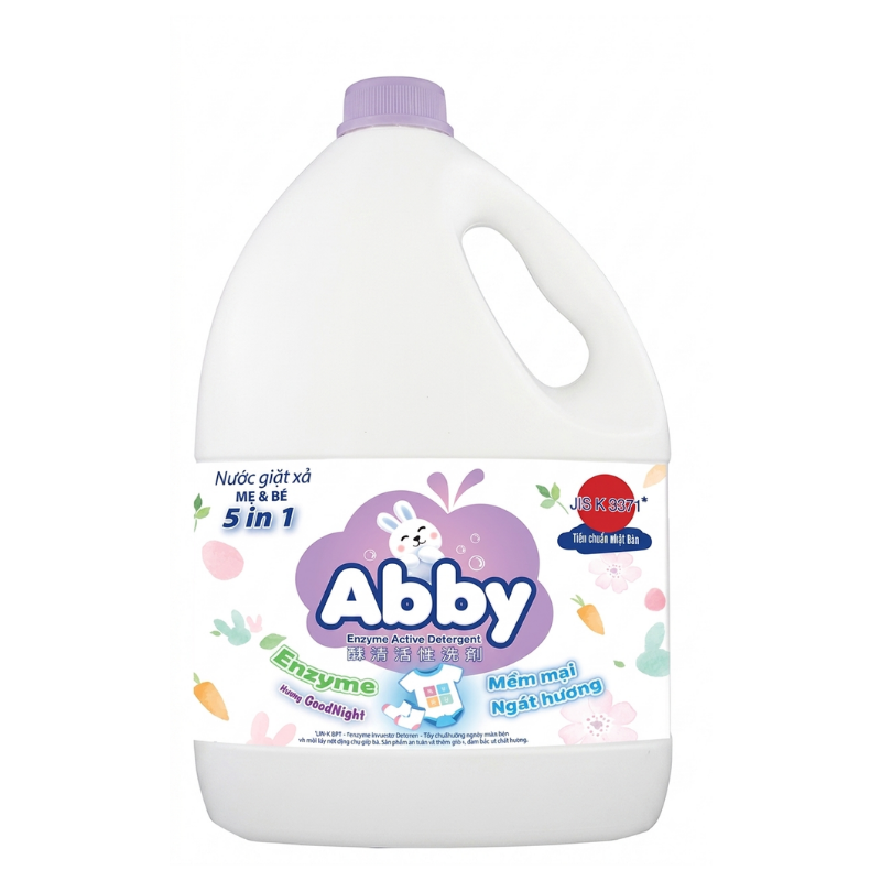 Nước giặt xả Abby Enzyme tím can 3 lít chính hãng