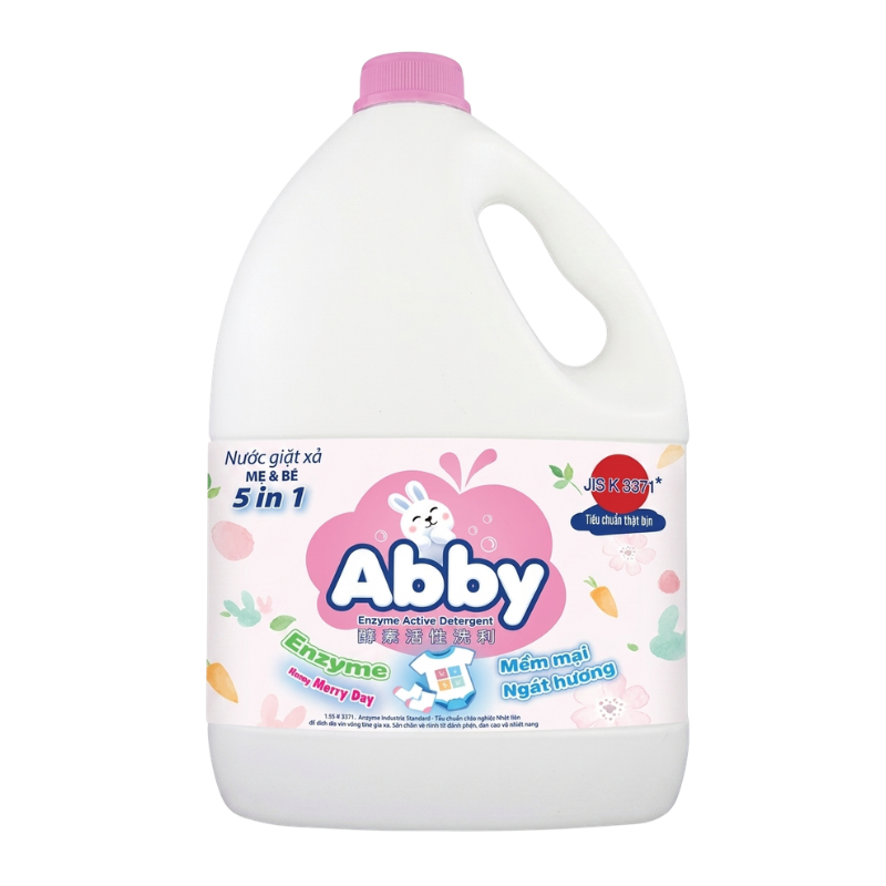 Nước giặt xả Abby Enzyme hồng can 3 lít chính hãng