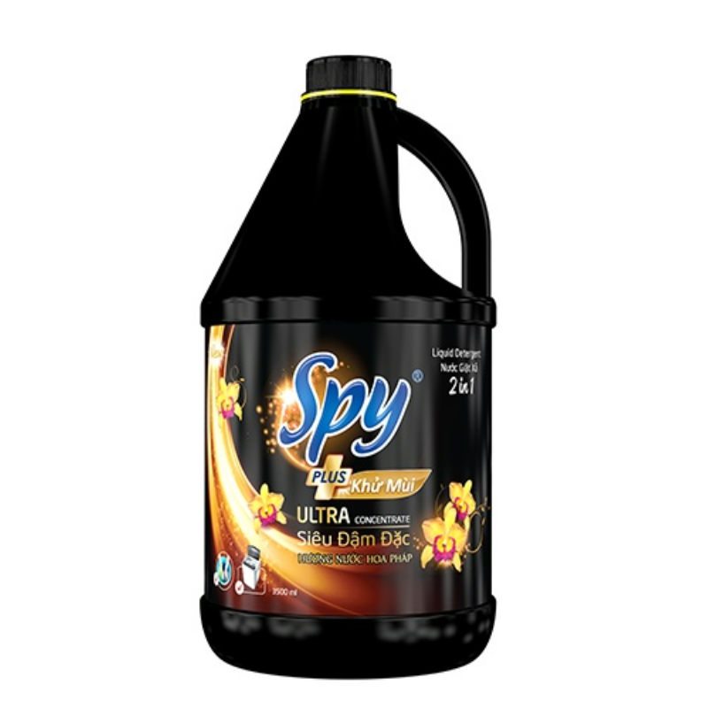 Nước giặt xả 2in1 Spy Plus Ultra hoa vàng can 3.3 lít chính hãng