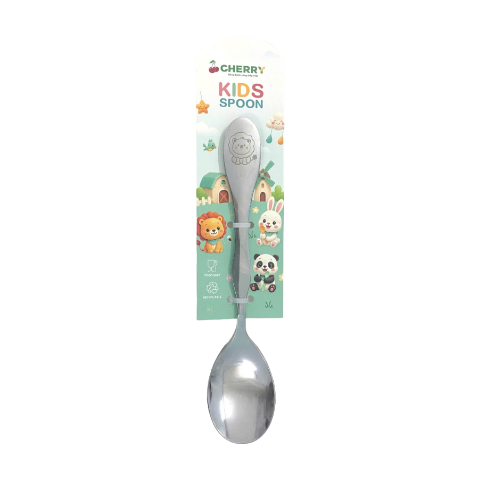 Set 2 muỗng ăn inox hoạt hình Cherry 18.5cm chính hãng