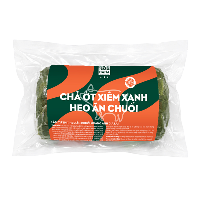 Chả ớt xiêm xanh heo ăn chuối Haha 500g chính hãng