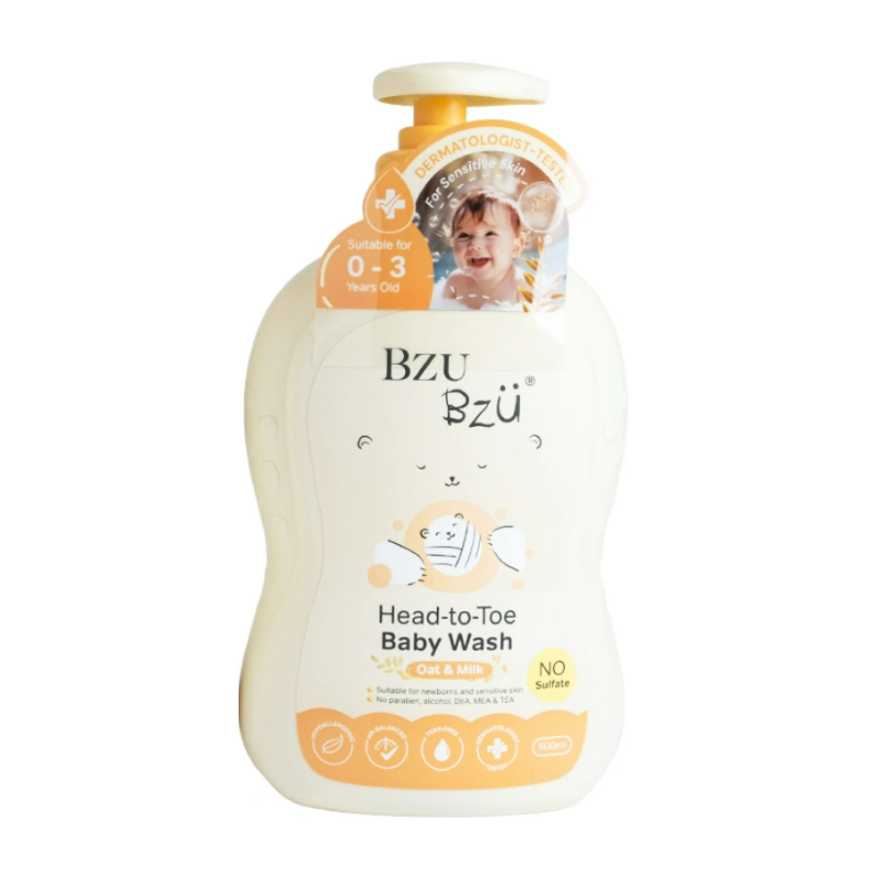 Tắm gội cho bé Bzu Bzu yến mạch và sữa chai 600ml chính hãng