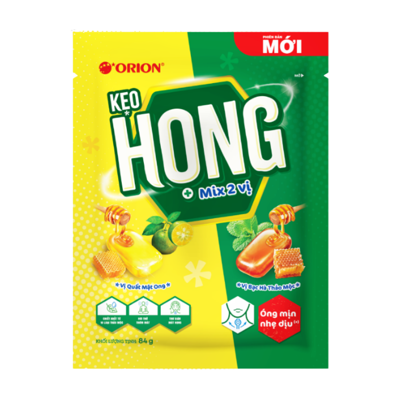 Kẹo Họng mix 2 vị quất mật ong và bạc hà thảo mộc 84g chính hãng