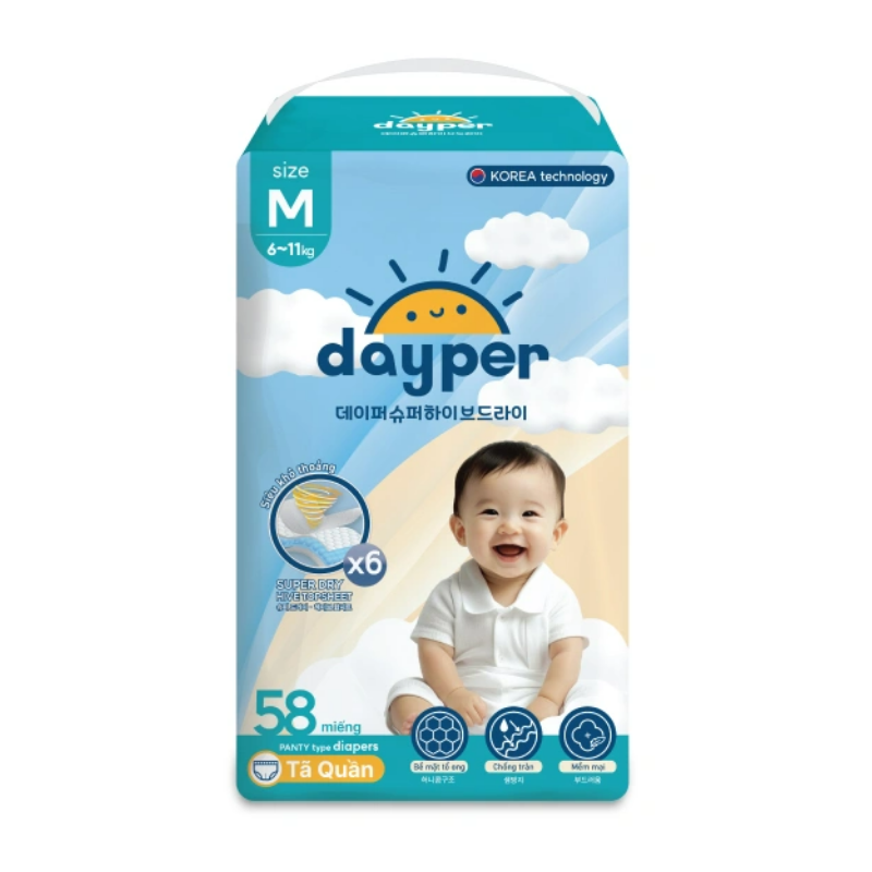 Tã quần Dayper size M 58 miếng chính hãng