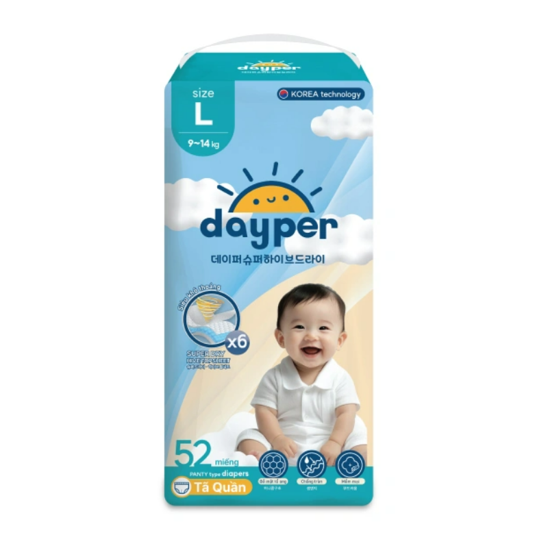 Tã quần Dayper size L 52 miếng chính hãng