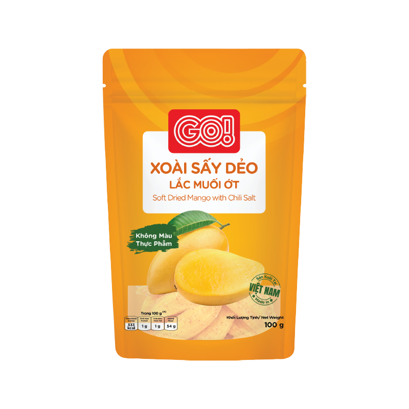 Xoài sấy dẻo lắc muối ớt GO! gói 100g chính hãng