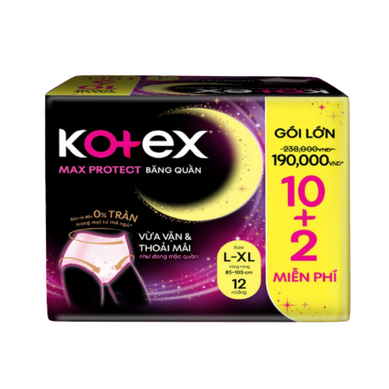 Băng vệ sinh dạng quần Kotex Max Pro size L-XL 10 miếng chính hãng
