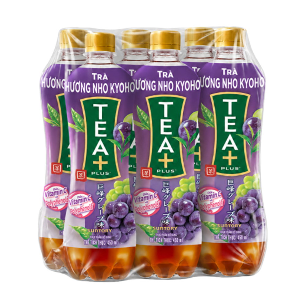 Lô 6 trà Olong Tea Plus hương nho Kyoho chai 450ml chính hãng
