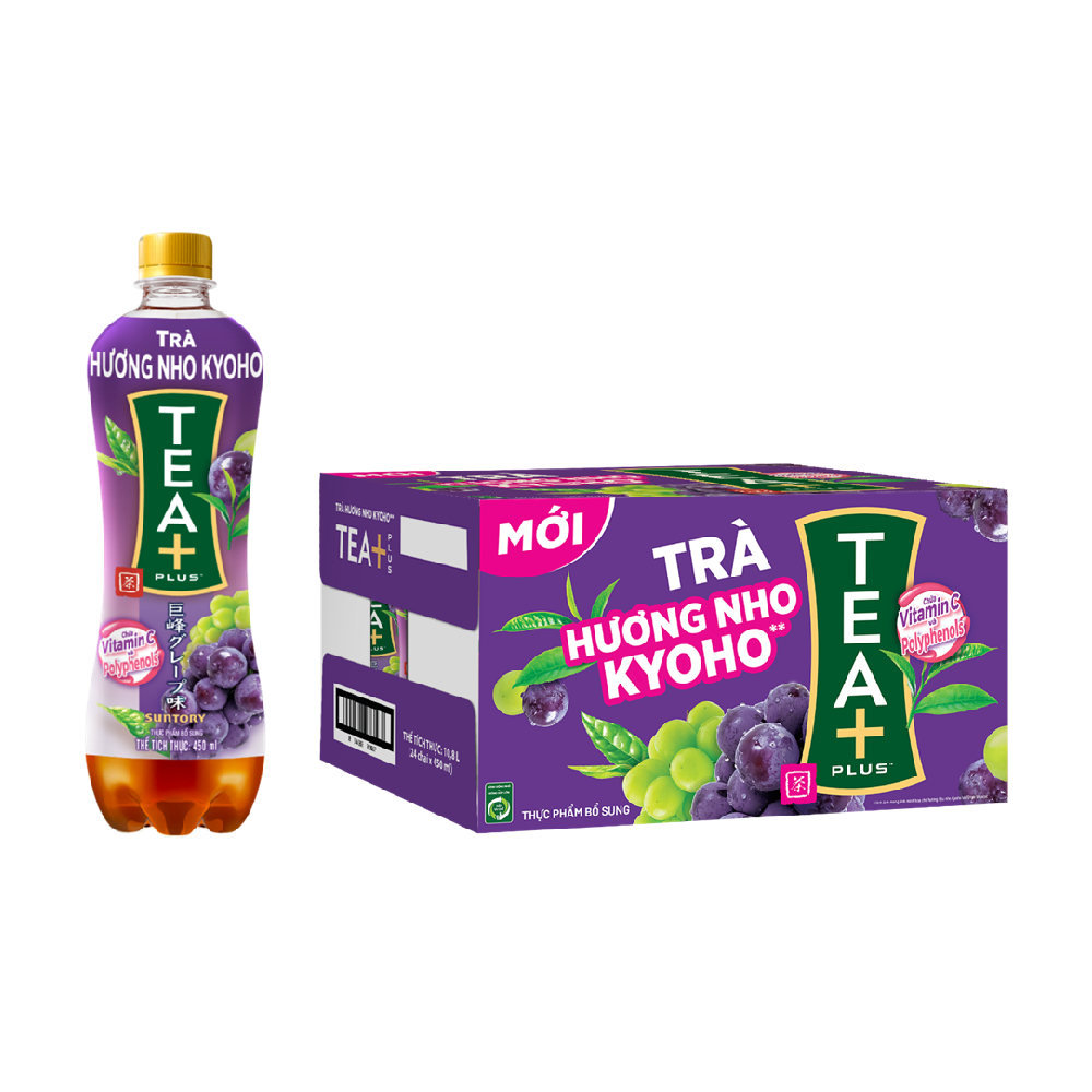 Thùng 24 trà Olong Tea Plus hương nho Kyoho chai 450ml chính hãng